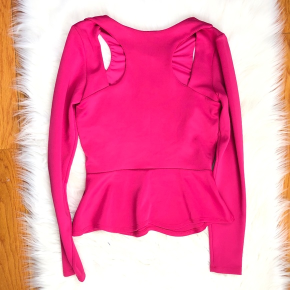 NWT BEBE Peplum Top w cut out Neckline, Small - Picture 5 of 6